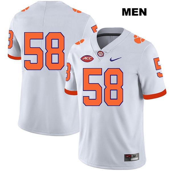 Men's Clemson Tigers #58 Patrick Phibbs Stitched White Legend Authentic Nike No Name NCAA College Football Jersey NCA0346UY